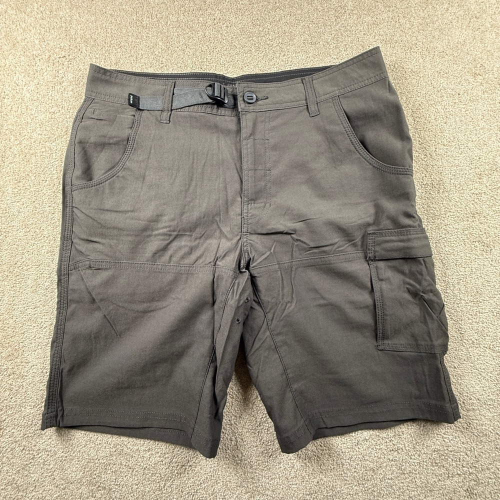 Prana Zion Mens Shorts 32 Gray Recycled Nylon Stretch Hiking Cargo 10 Inseam